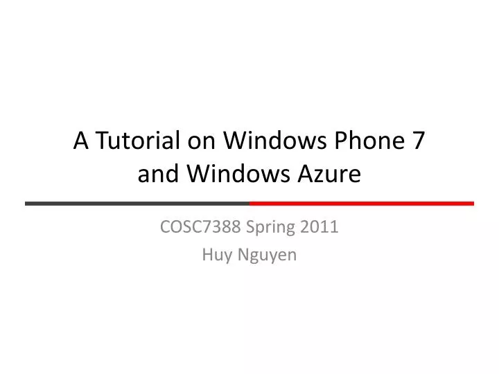 a tutorial on windows phone 7 and windows azure
