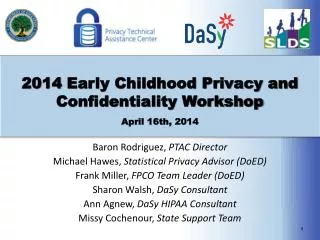 2014 Early Childhood Privacy and Confidentiality Workshop April 16th, 2014
