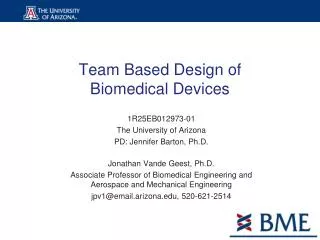 Team Based Design of Biomedical Devices