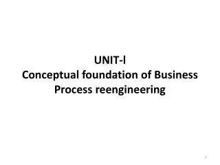 UNIT-l Conceptual foundation of Business Process reengineering