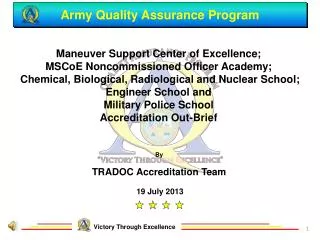 Army Quality Assurance Program