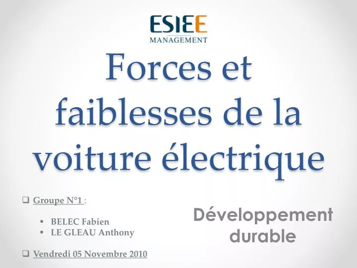 forces et faiblesses de la voiture lectrique