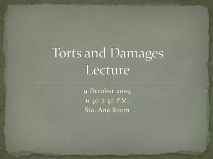 torts and damages lecture