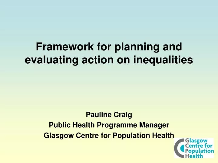 framework for planning and evaluating action on inequalities