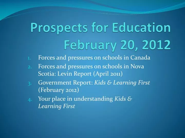prospects for education february 20 2012