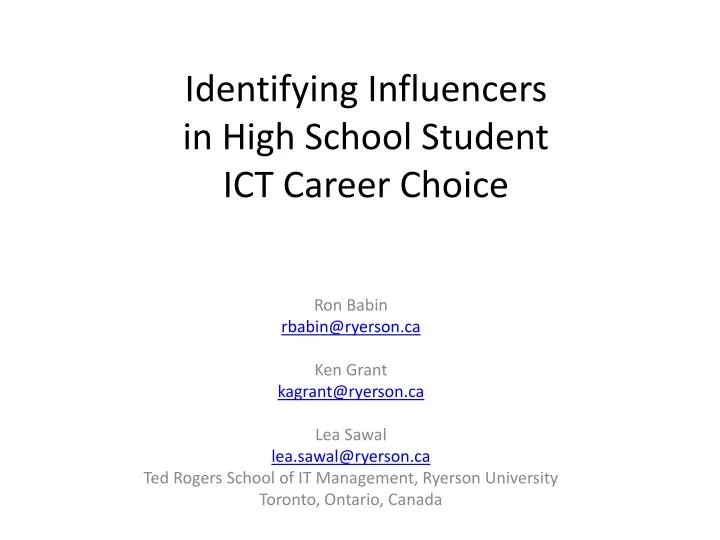 identifying influencers in high school student ict career choice