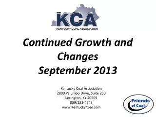Continued Growth and Changes September 2013