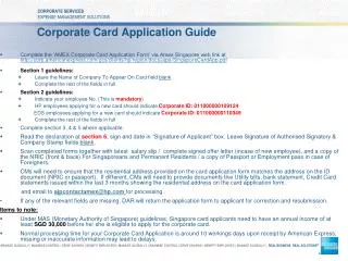 Corporate Card Application Guide