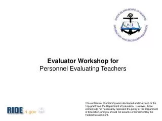 Evaluator Workshop for Personnel Evaluating Teachers