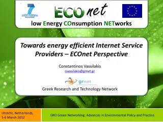 Towards energy efficient Internet Service Providers – ECOnet Perspective