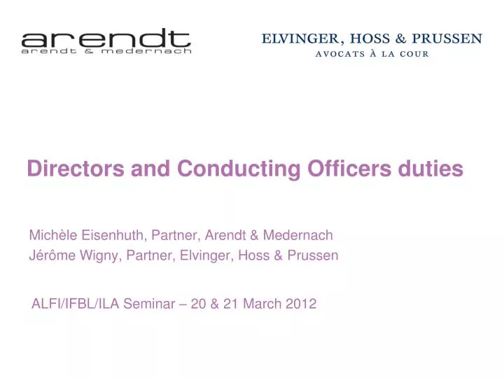 d irectors and conducting officers duties