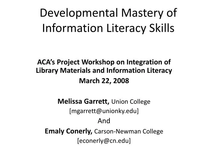 developmental mastery of information literacy skills