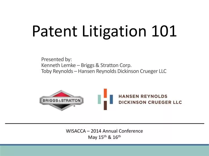 presented by kenneth lemke briggs stratton corp toby reynolds hansen reynolds dickinson crueger llc