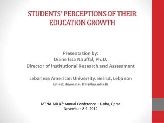 STUDENTS’ PERCEPTIONS OF THEIR EDUCATION GROWTH