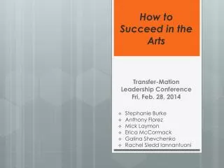 How to Succeed in the Arts Transfer- Mation Leadership Conference Fri, Feb. 28, 2014