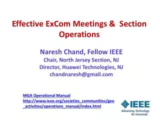 Effective ExCom Meetings &amp;  Section Operations