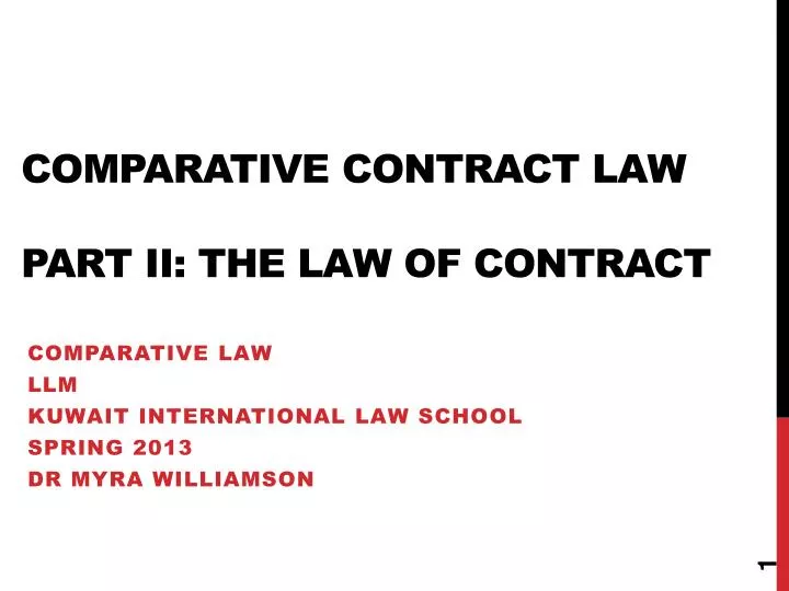 comparative contract law part ii the law of contract