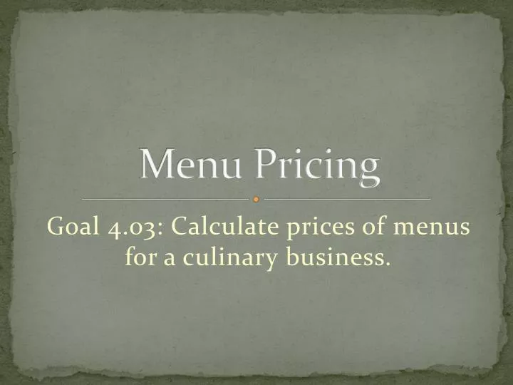 menu pricing
