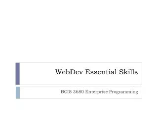 WebDev Essential Skills