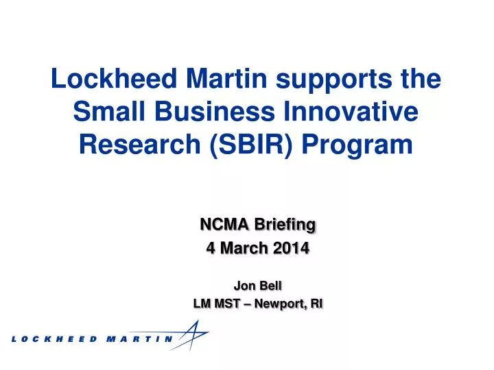 lockheed martin supports the small business innovative research sbir program