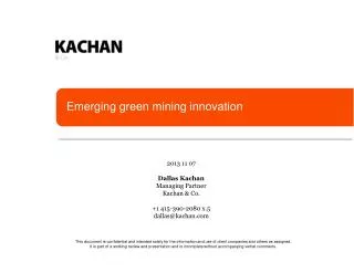 Emerging green mining innovation