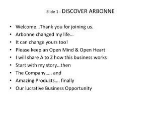 Slide 1 - DISCOVER A RBONNE