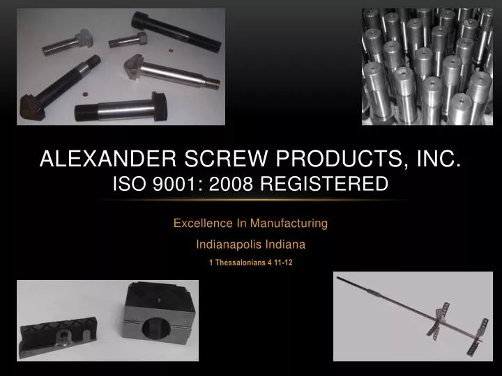 alexander screw products inc iso 9001 2008 registered