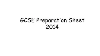 GCSE Preparation Sheet 2014