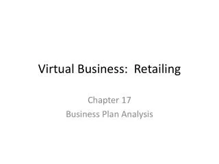 Virtual Business: Retailing