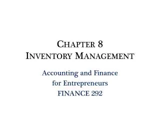Chapter 8 Inventory Management