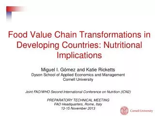 Food Value Chain Transformations in Developing Countries: Nutritional Implications