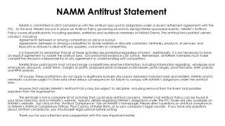 NAMM Antitrust Statement