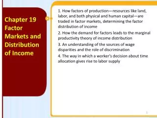 Chapter 19 Factor Markets and Distribution of Income