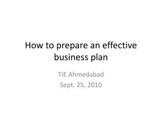 How to prepare an effective business plan
