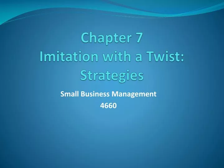 chapter 7 imitation with a twist strategies