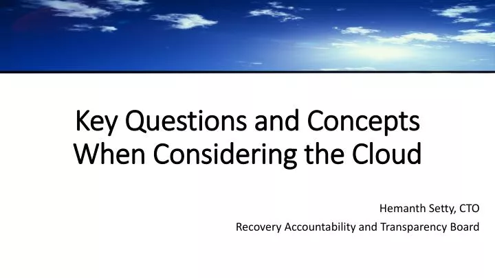 key questions and concepts when considering the cloud