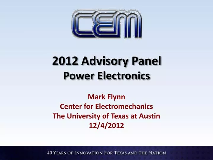 2012 advisory panel power electronics