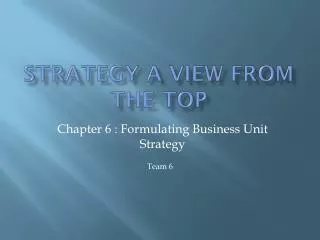 Strategy A view from the top