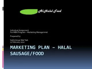 Marketing Plan – halal sausage/Food