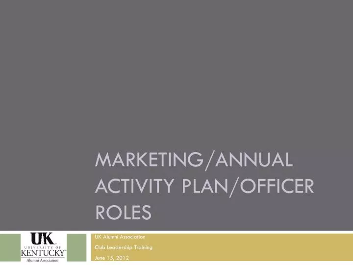 marketing annual activity plan officer roles