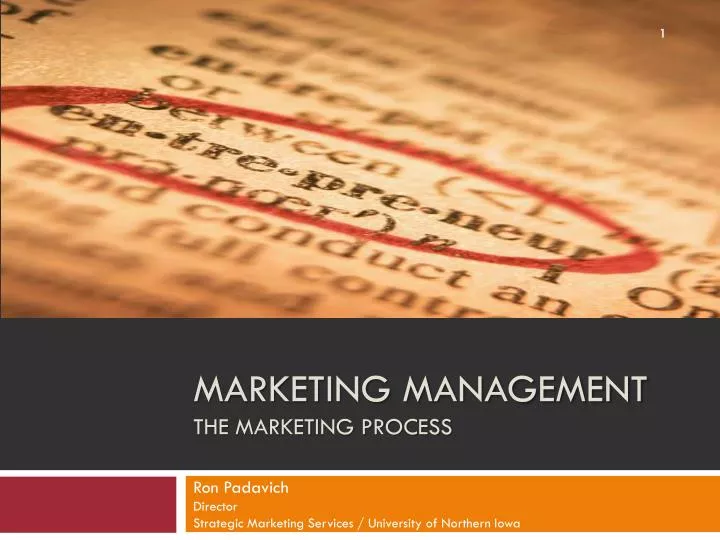 marketing management the marketing process