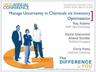 Manage Uncertainty in Chemicals via Inventory Optimization