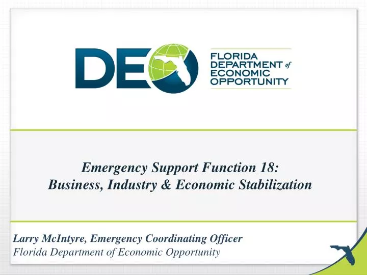 emergency support function 18 business industry economic stabilization