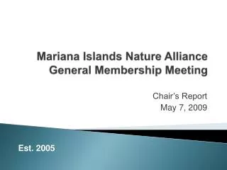 Mariana Islands Nature Alliance General Membership Meeting