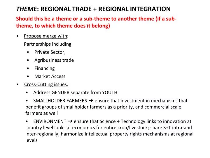 theme regional trade regional integration