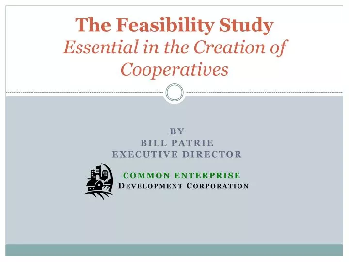 the feasibility study essential in the creation of cooperatives