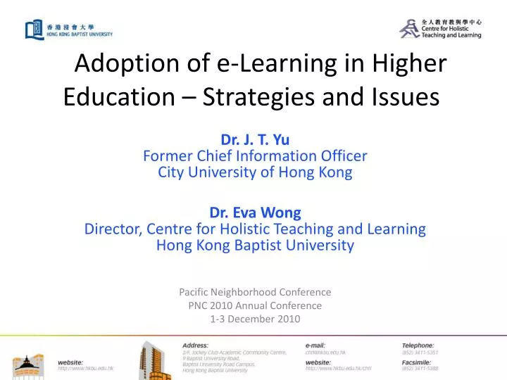 adoption of e learning in higher education strategies and issues