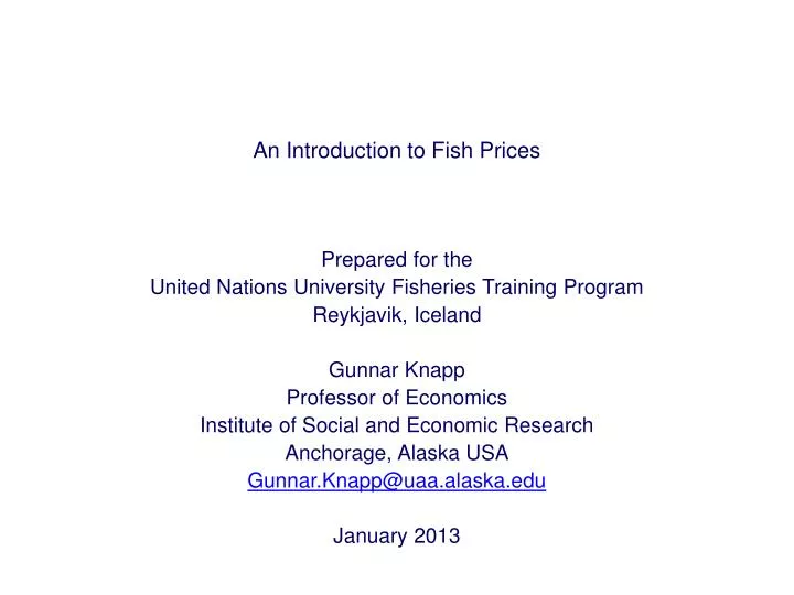 an introduction to fish prices