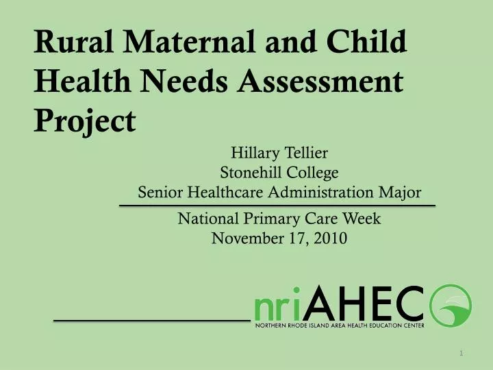 rural maternal and child health needs assessment project