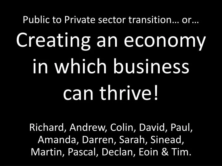 public to private sector transition or creating an economy in which business can thrive
